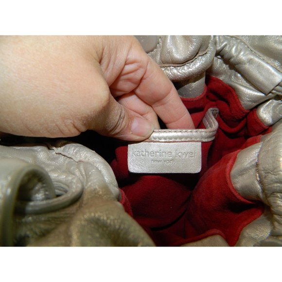 Edgy Boho Katherine Kwei Eternity Knot Dbl Layer Fringe Metallic Handbag Purse - Picture 10 of 16